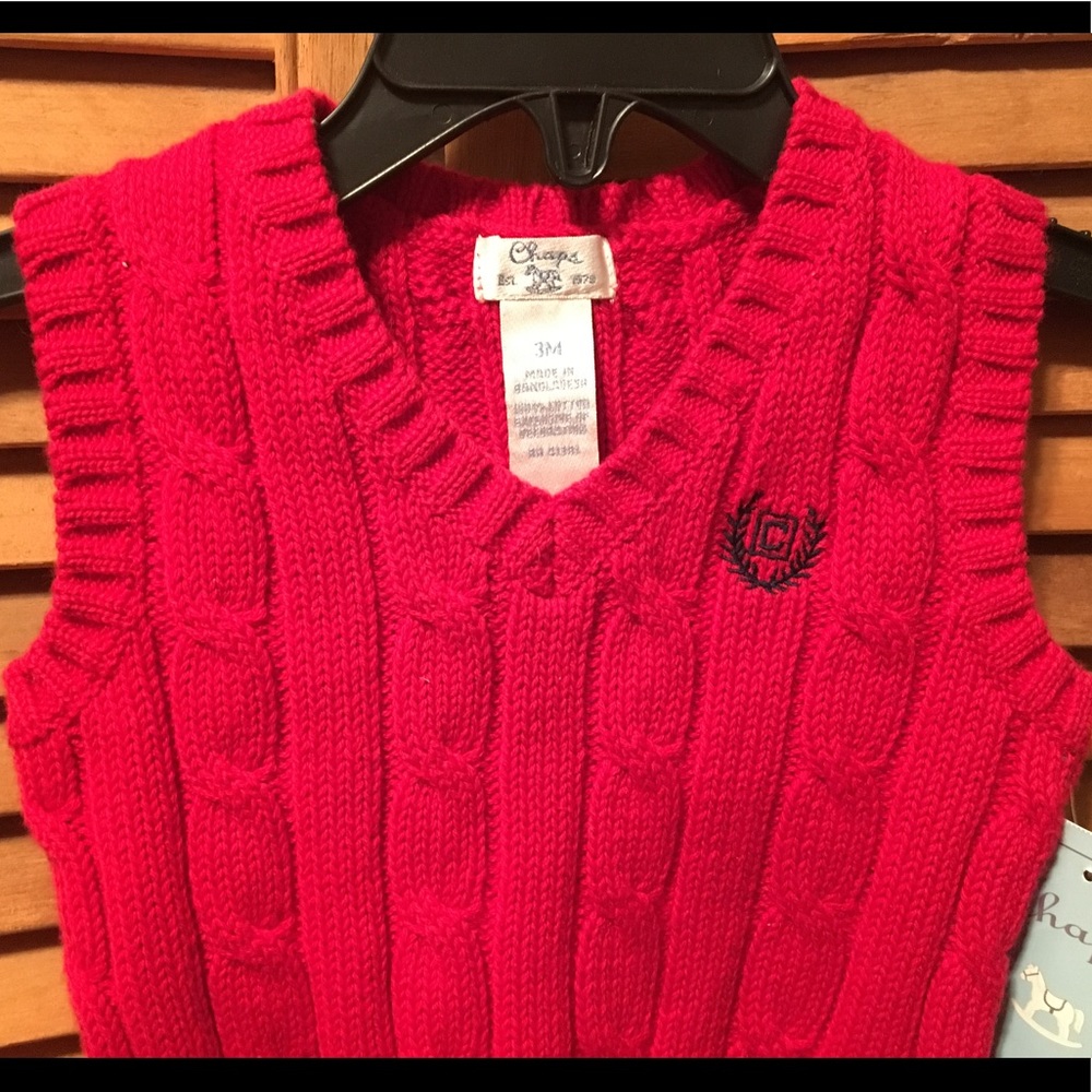 Chaps Newborn Collection Red Vest - Picture 2 of 6